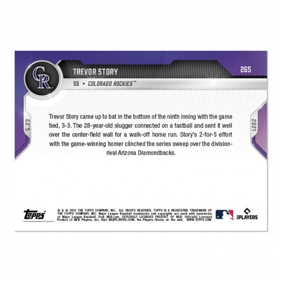 TREVOR STORY COLORADO ROCKIES 2021 TOPPS NOW #265