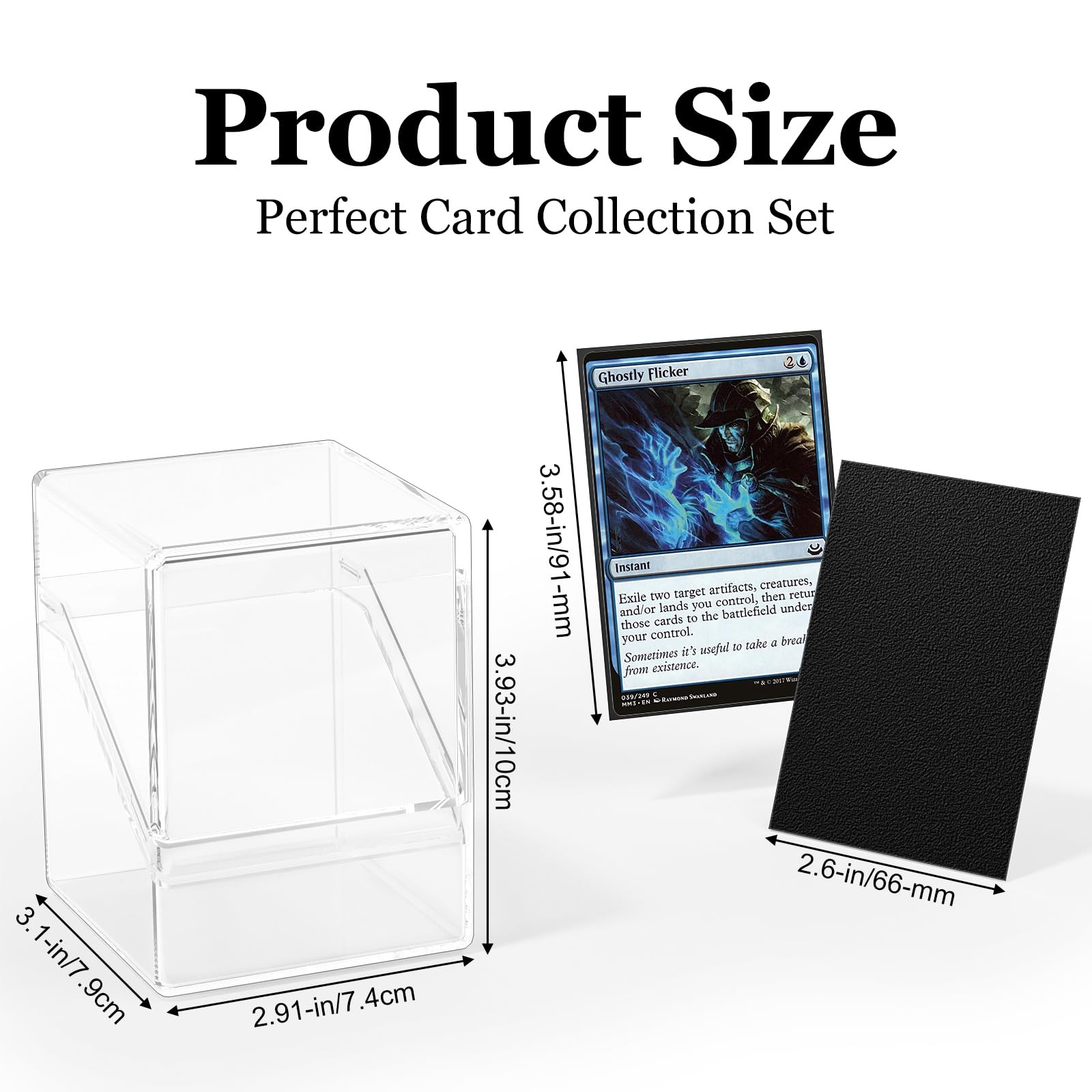 Card Deck Case, Deck Box with 100 Pack Card Sleeves and Divider, Standard Clear