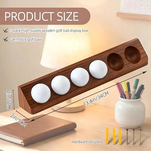 2-Pack Wooden Golf Ball Display Case & Holder – Wall Mount/Tabletop, Ideal for C