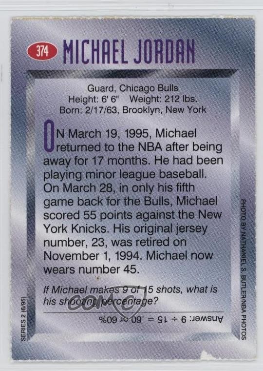 1995 Sports Illustrated for Kids Series 2 Michael Jordan #374 HOF 1ph4