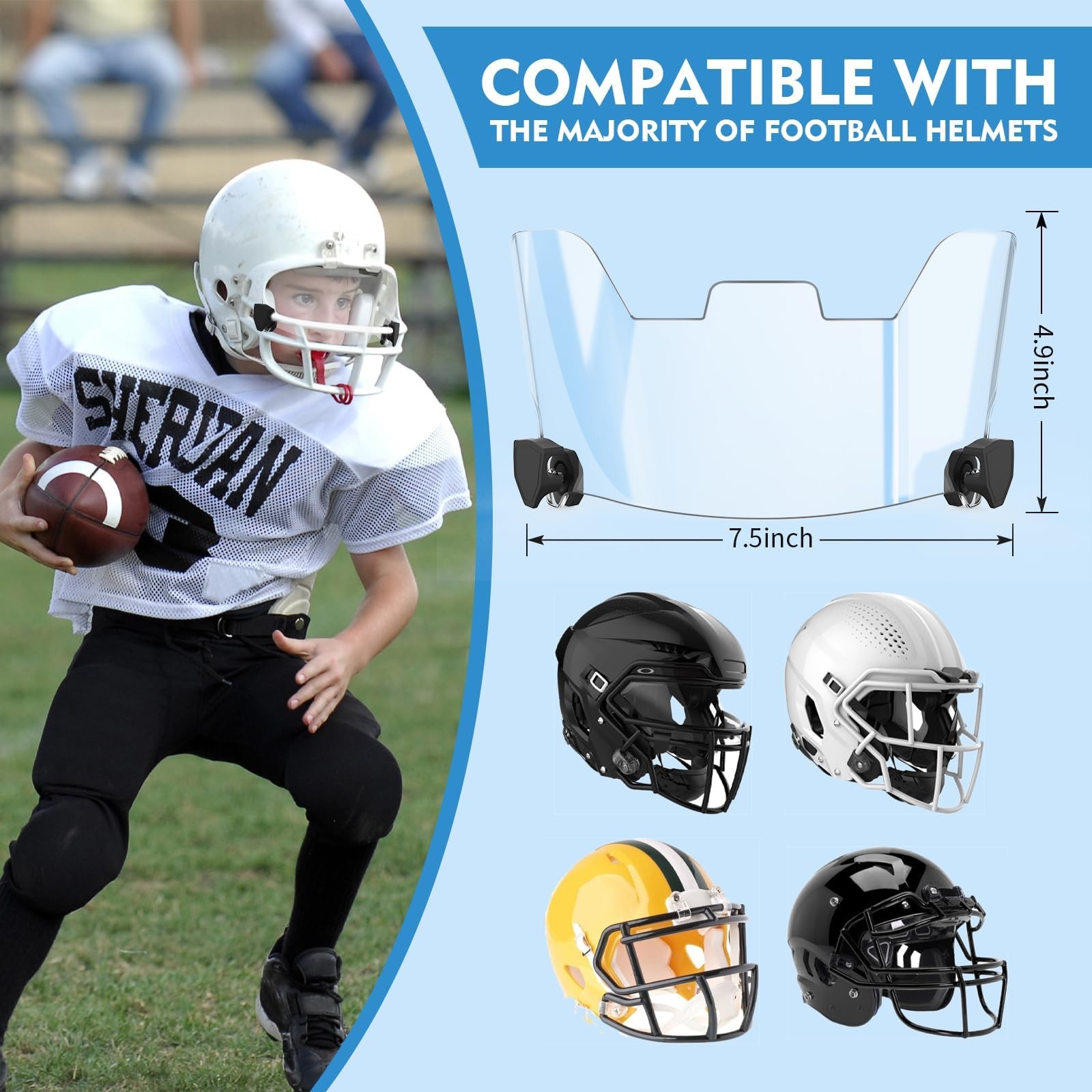 Football Visor Helmet Shield – Crystal-Clear Polycarbonate Face Protection fo…