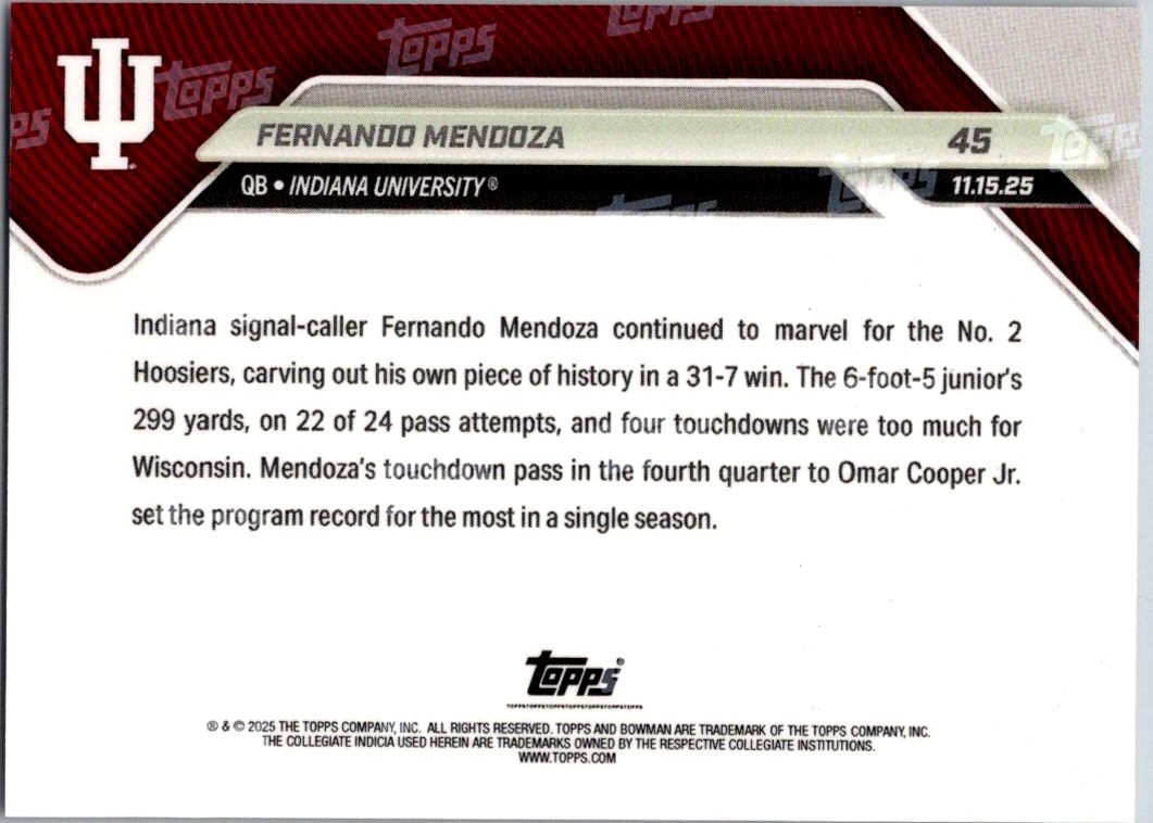 2025-26 Bowman U Now #45 Fernando Mendoza