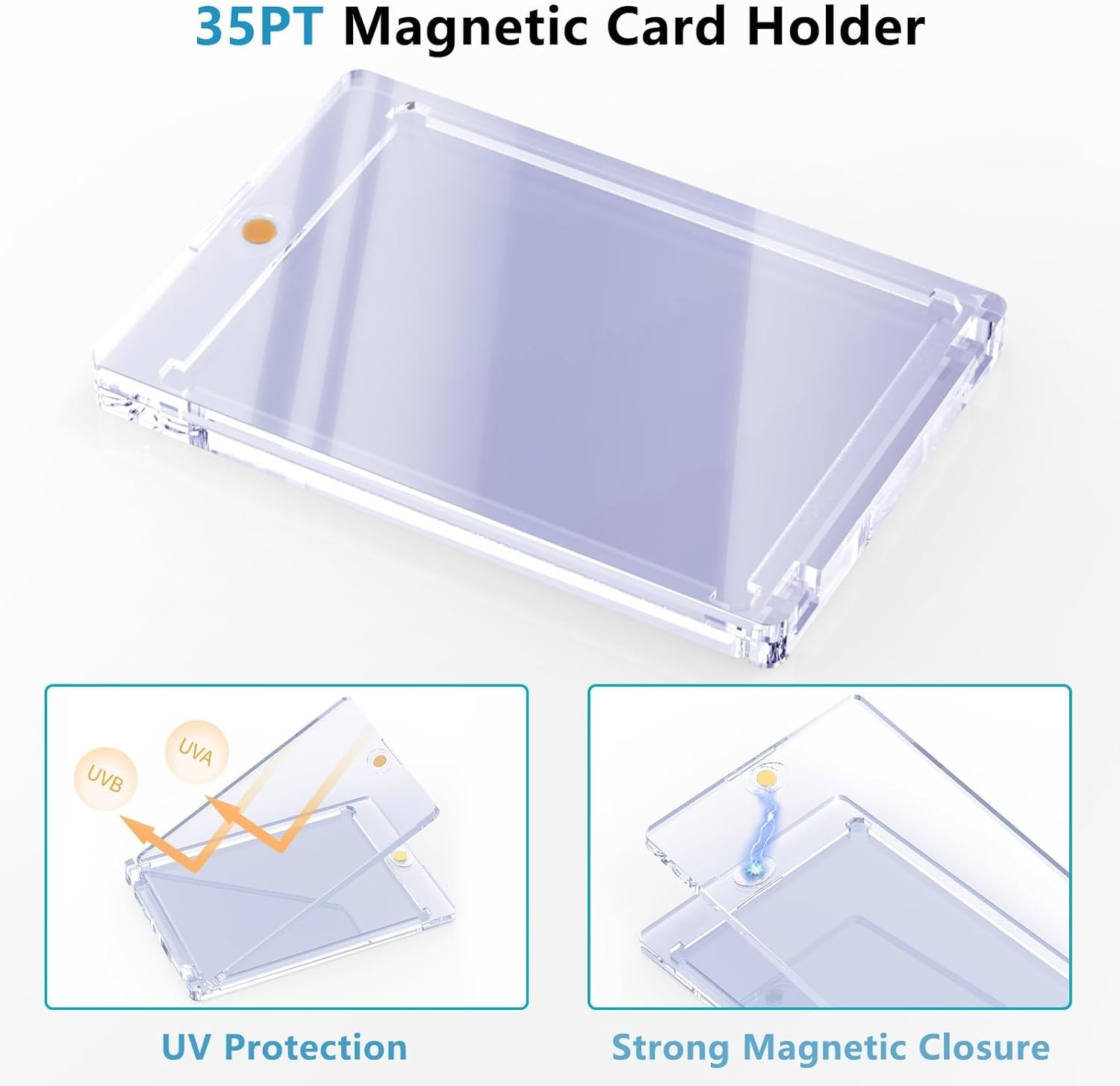 10 PCS Magnetic Trading Cards Holders – 35PT Hard Cards Sleeves Case for MTG