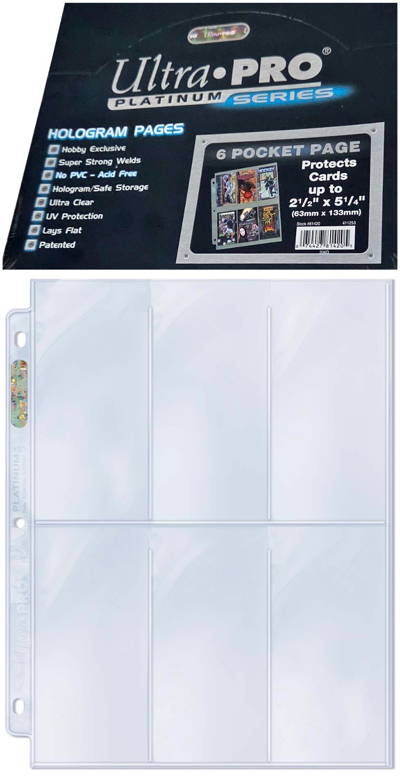 50 Ultra Pro 6-Pocket Platinum Card Pages Protectors Sports Gameday Sheets New