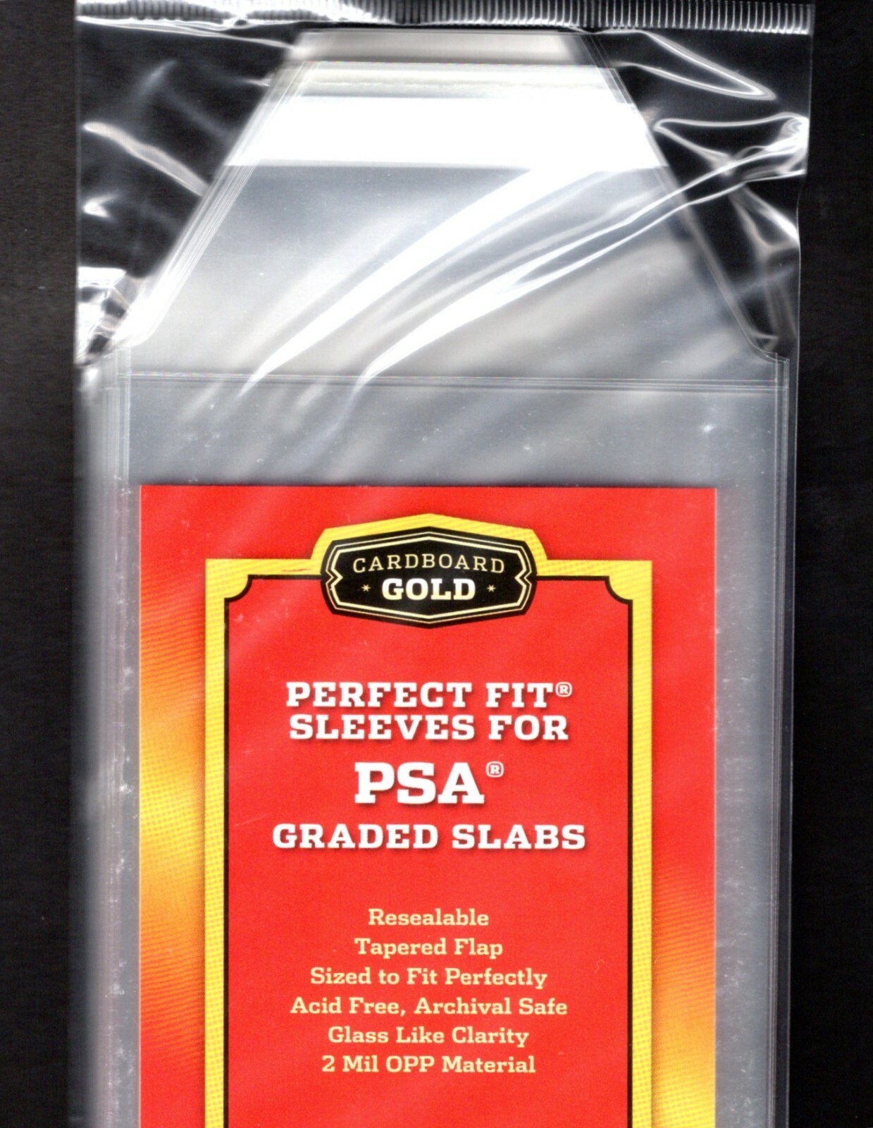 250 Cardboard Gold PERFECT FIT SLEEVES for PSA GRADED SLABS, W/ LOGO – 2mil-NEW