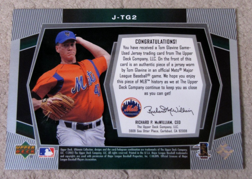 2003 Ultimate Collection Tom Glavine Game Jersey Tier 2 #TG2 Orange /75