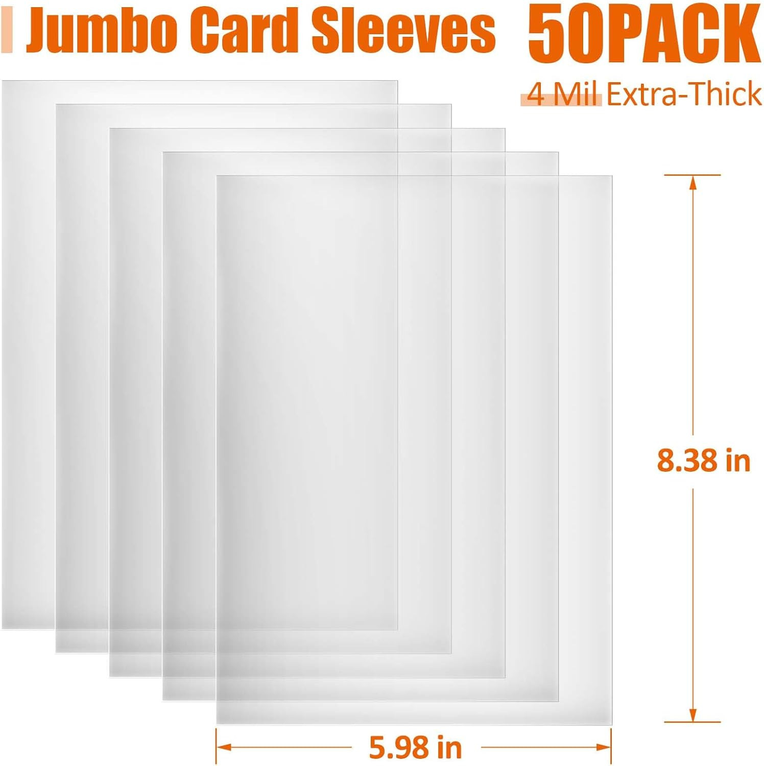 Jumbo-Card-Sleeves 4 Mil 5.9X8.1 Extra-Thick Big Card Protector Sleeves Jumbo Ca