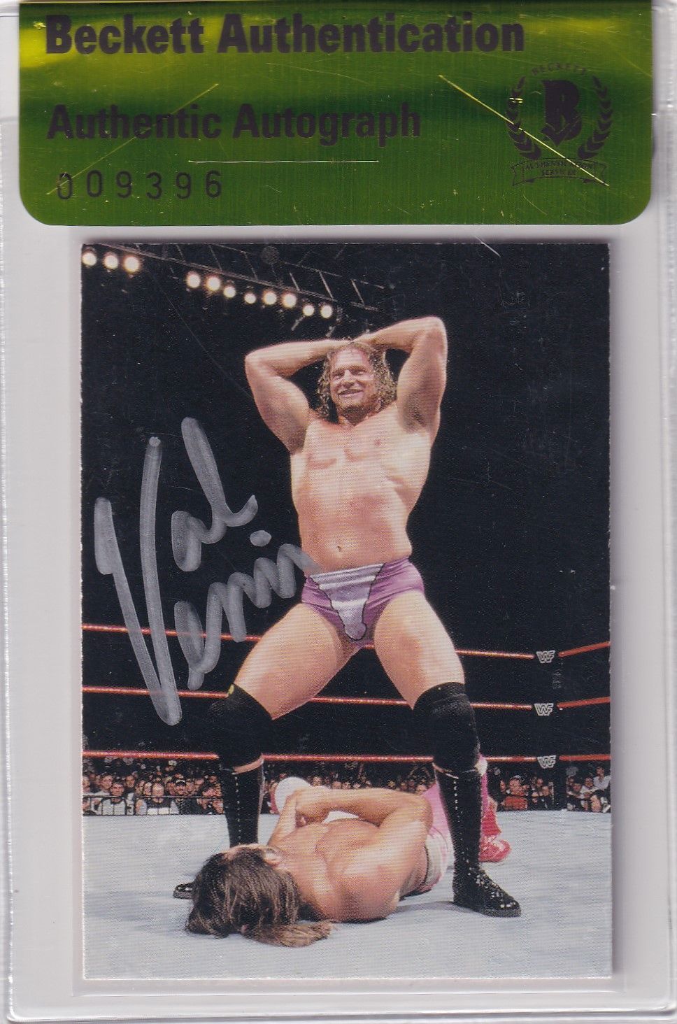 Val Venis Signed 1998 Comic Images DuoCards WWF Rookie Card #48 BAS COA RC WWE