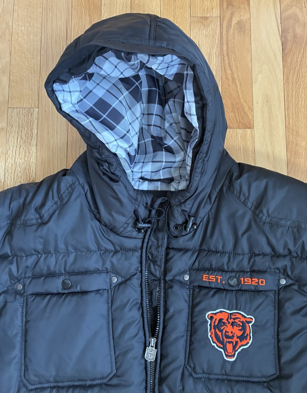 Chicago Bears NFL Pro Line Puffer Jacket Plaid Inside Winter Coat Men’s Size 4XL