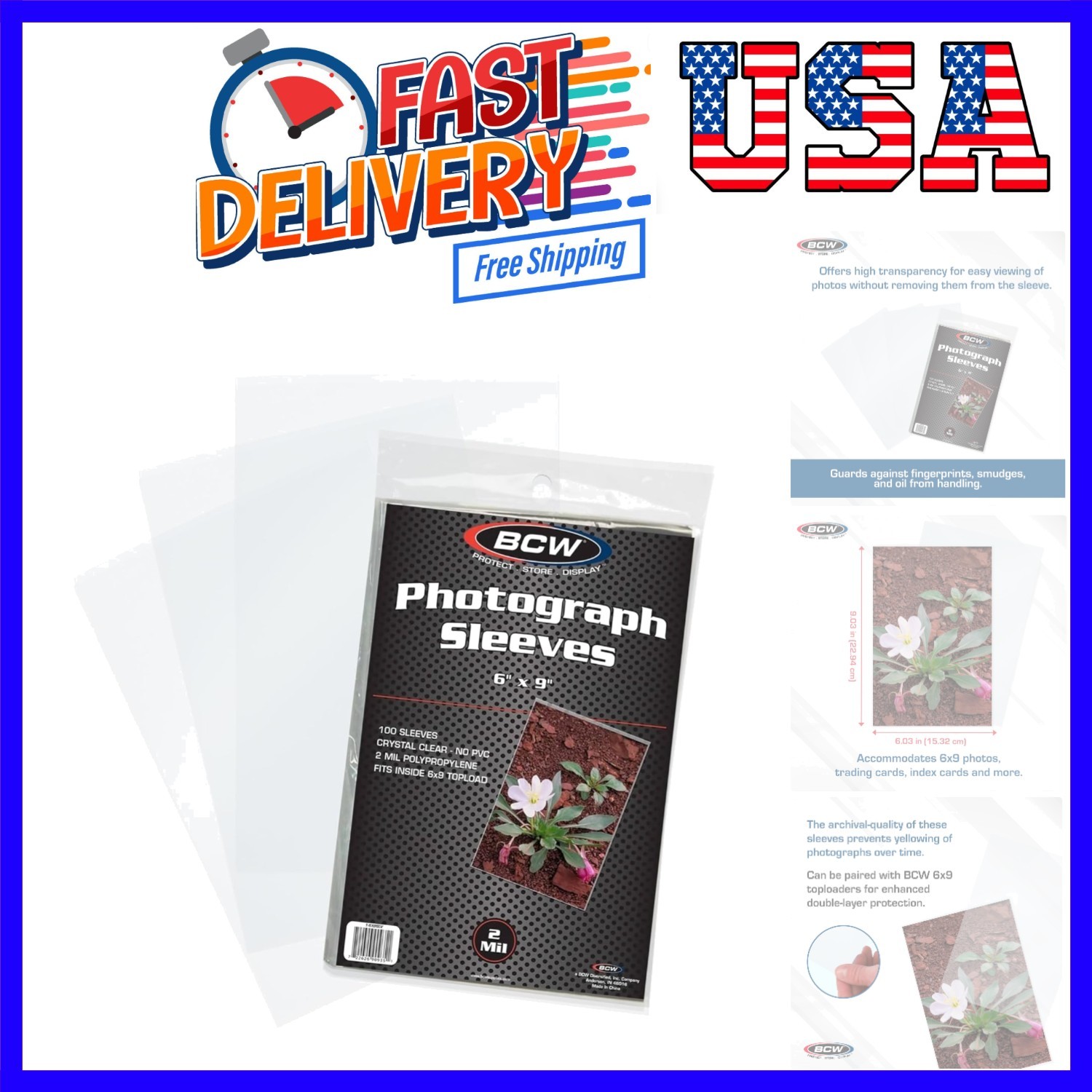 6×9 Photo Sleeves – 100 ct | Acid-Free, No PVC | Crystal Clear Polypropylene …
