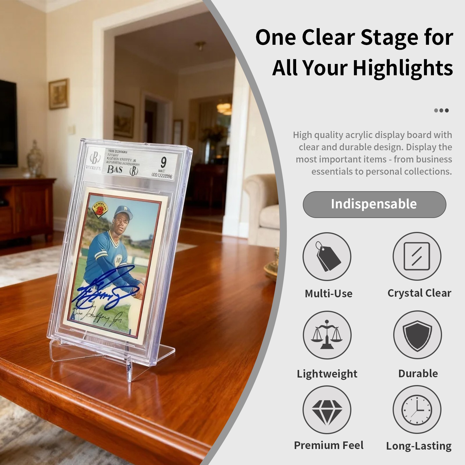10-50PCS Clear Acrylic Trading Card Stands for Coins Sports Cards Display Holder