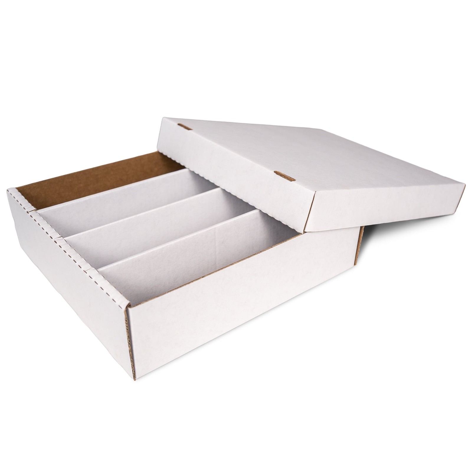 Trading Card Storage Box – 3200ct Capacity, White Cardboard Divided Organizer