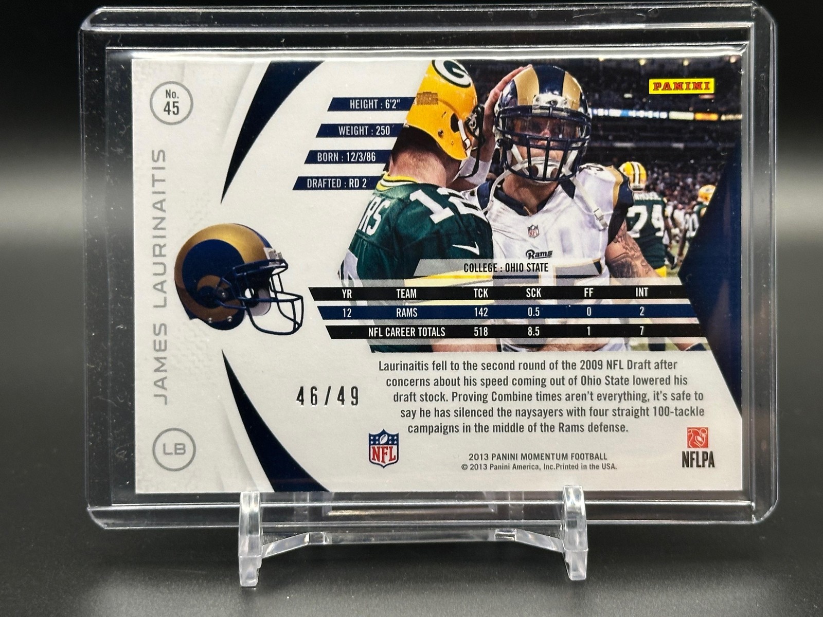 James Laurinaitis /49 Platinum 2013 Panini Momentum #45 St. Louis Rams