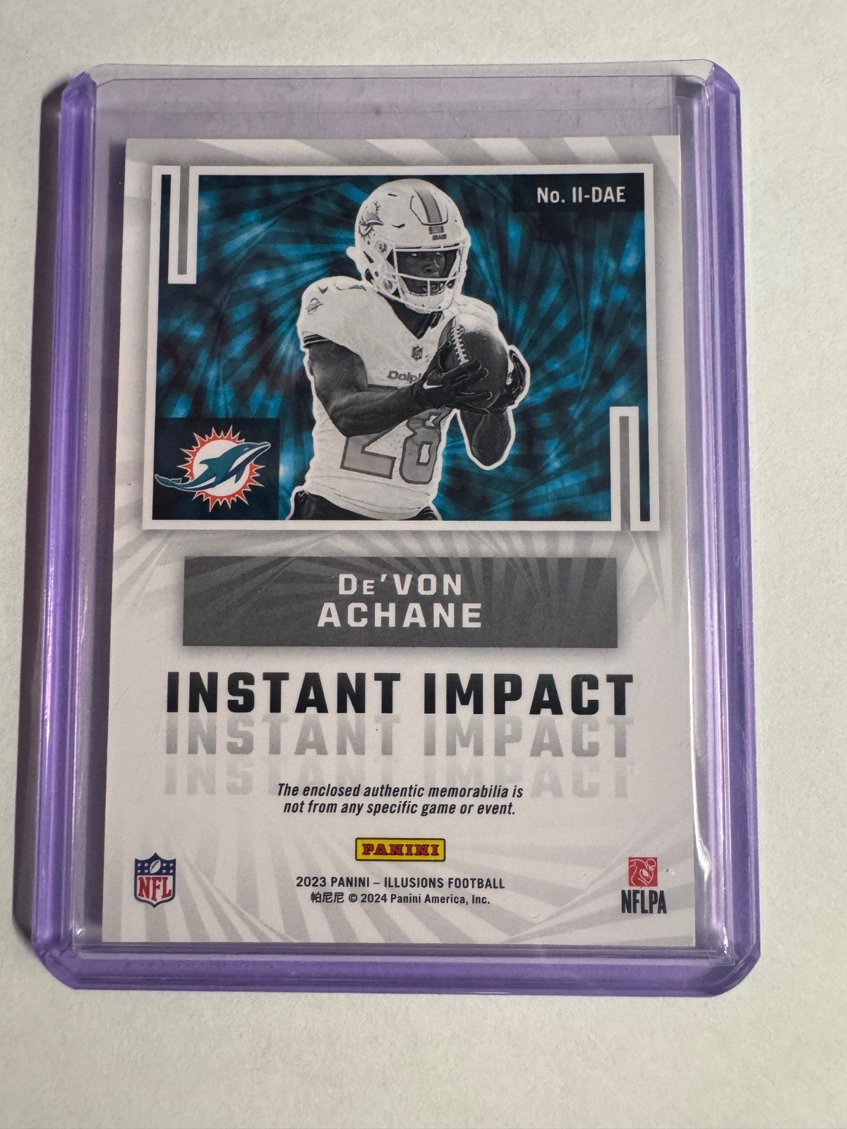 2023 Panini Illusions – Instant Impact De’Von Achane #II-DAE (MEM, RC)