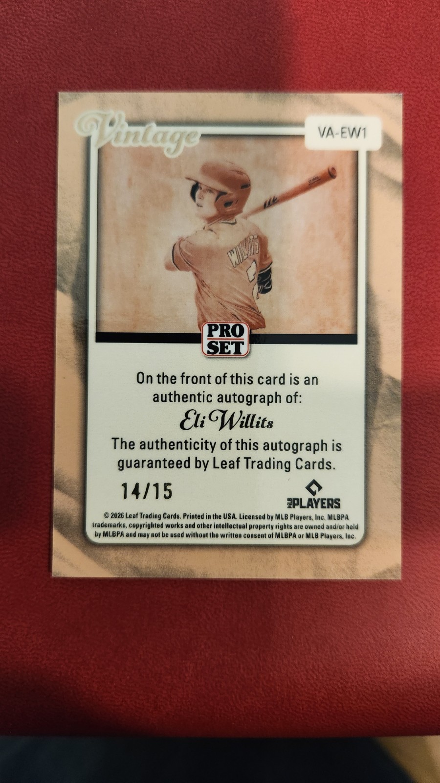 2026 Leaf Pro Set Metal Eli Willits Vintage Light Blue Prismatic Auto /15