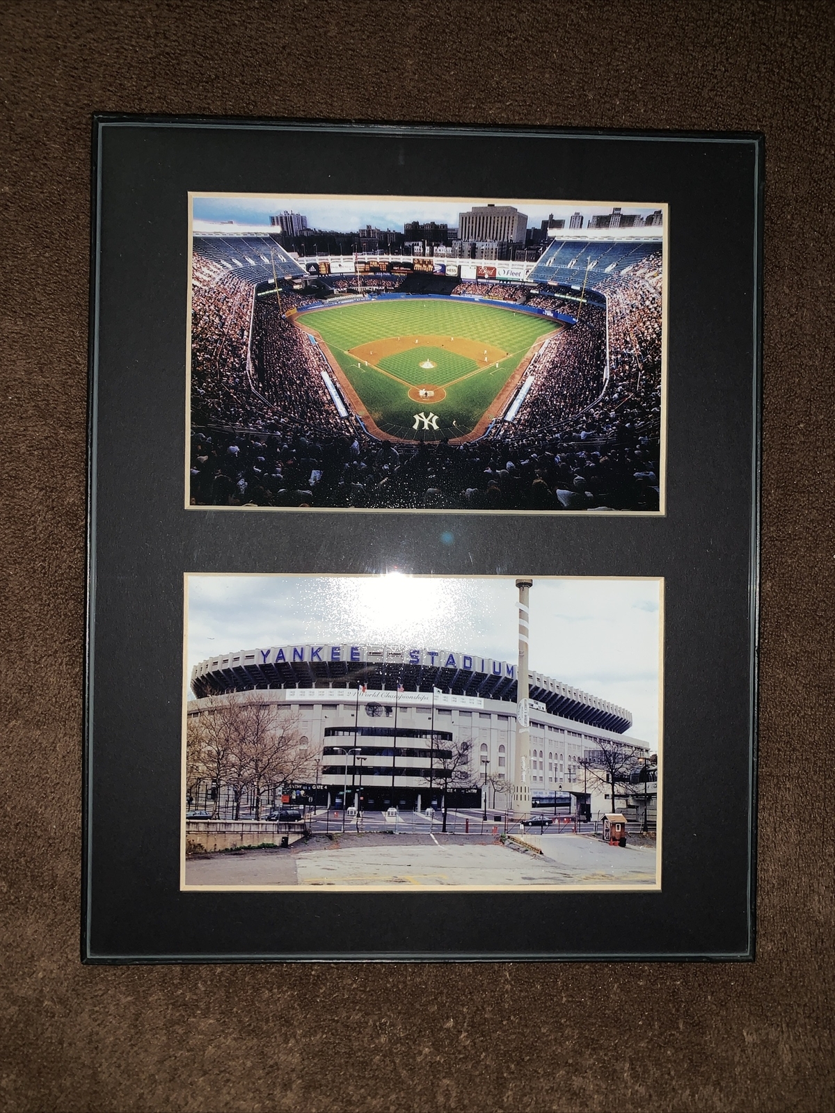 Yankee Stadium 2 Color Photos Each 4” x 6”, Matted & Framed Outside/Inside
