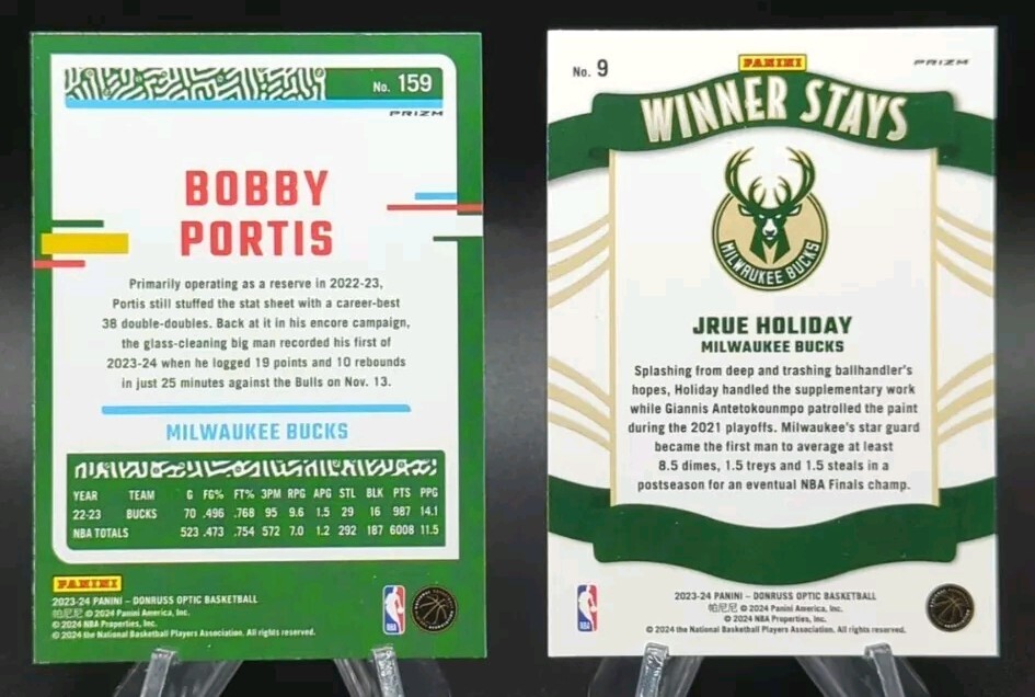 Giannis, Portis & Holiday 2023-24 Donruss Optic Purple Shock Parallel & Inserts