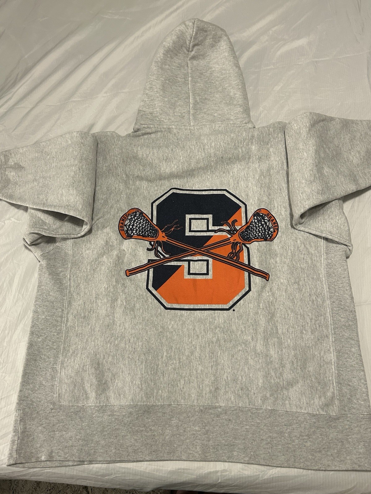 Syracuse Orange Hoodie Mens Large Gray NCAA Lacrosse Champion Reverse Weave