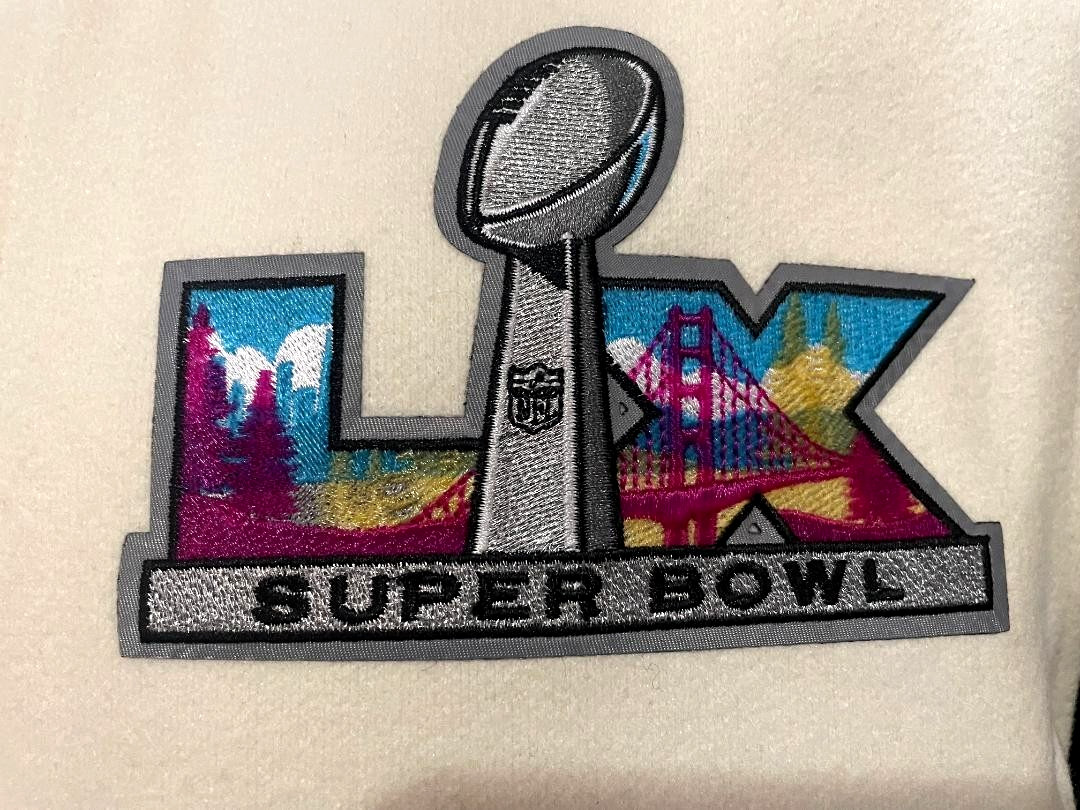 2026 NFL Super Bowl LX San Francisco Rib Wool Varsity Jacket Cream Size XL