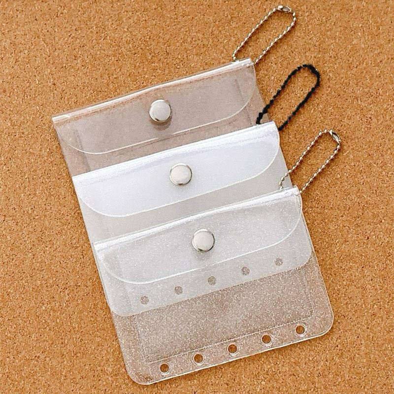 M5 5holes Loose Leaf Card Sleeve Pvc Transparent Glitter Small Fresh Storage Not