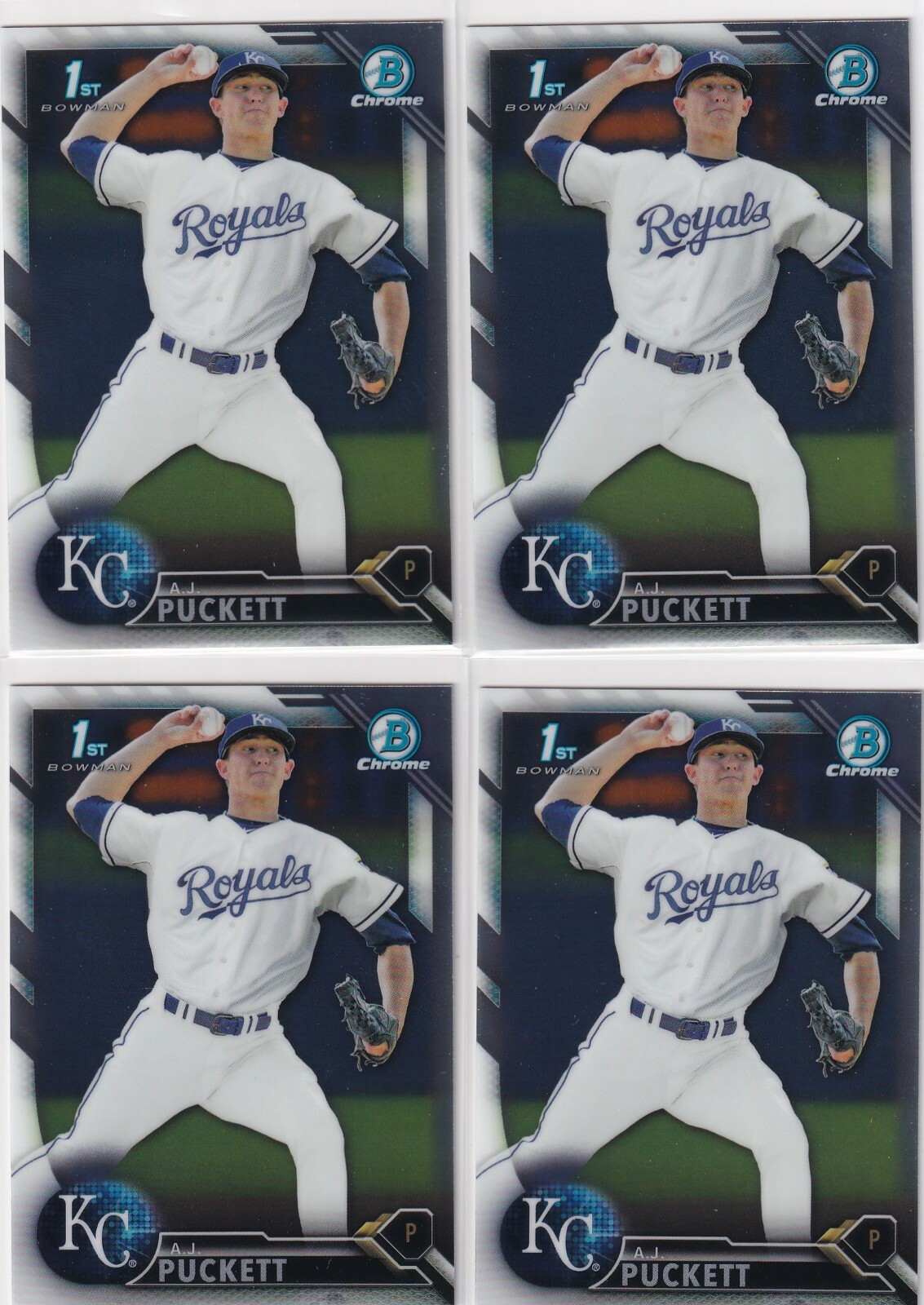LOT (4) 2016 BOWMAN CHROME 1ST RC A.J. PUCKETT ROYALS FIRST ROOKIE (QTY) S4697