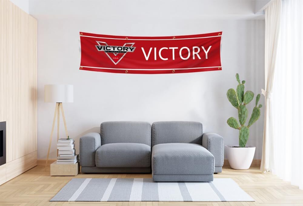 Victory Motorcycle Banner 2x8ft Moto Racing Flag for Garage College…