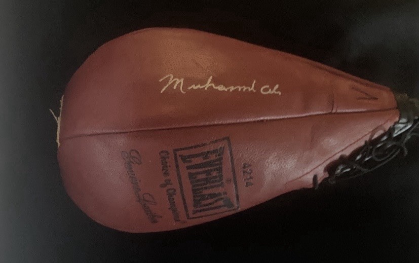 Muhammad Ali Rare Signed Authentic ￼ Boxing Speed Bag, Stacks Of Plaques Coa!