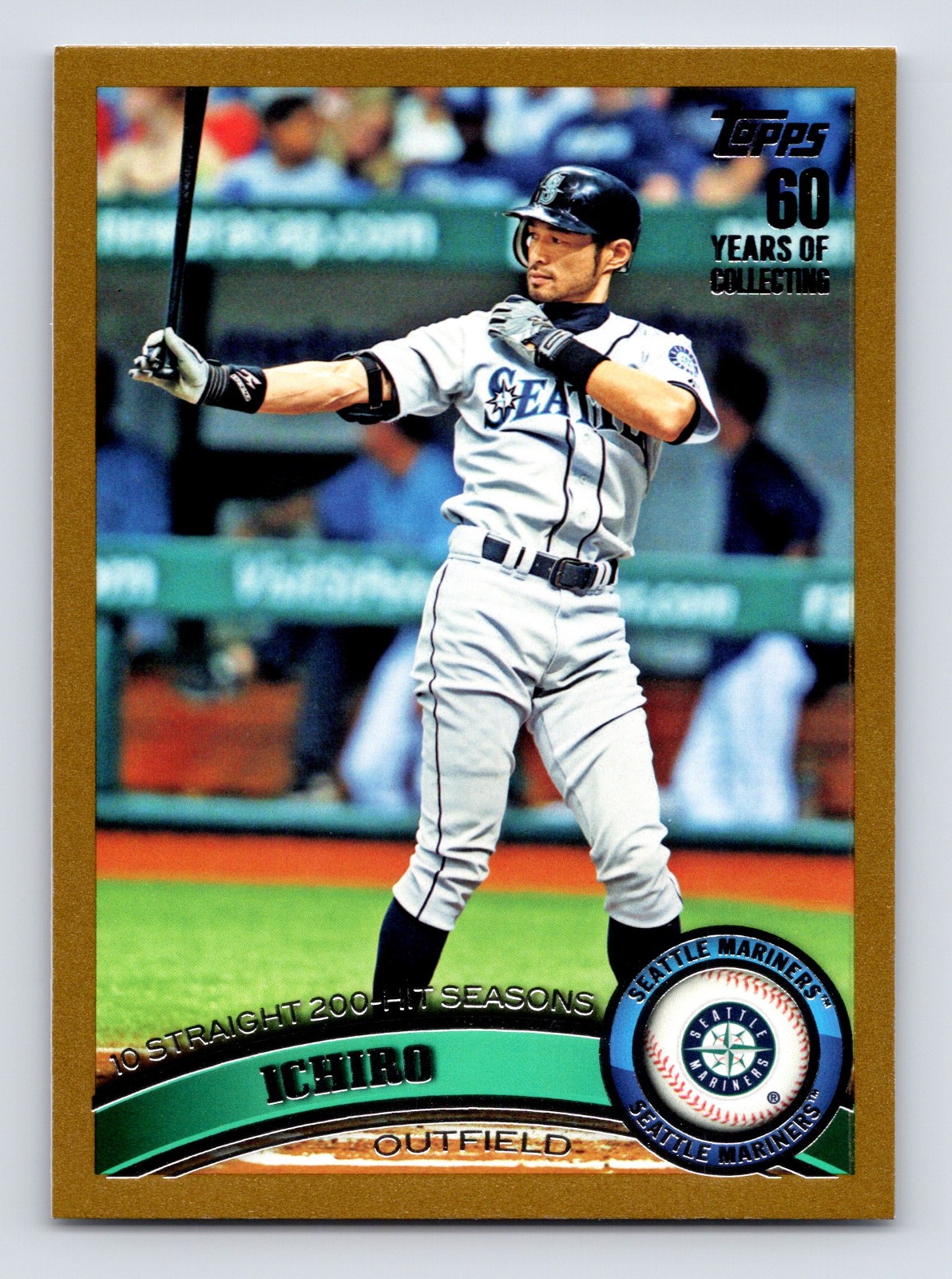 ICHIRO 2011 Topps #385 Gold #’d 1901/2011 – SEATTLE MARINERS