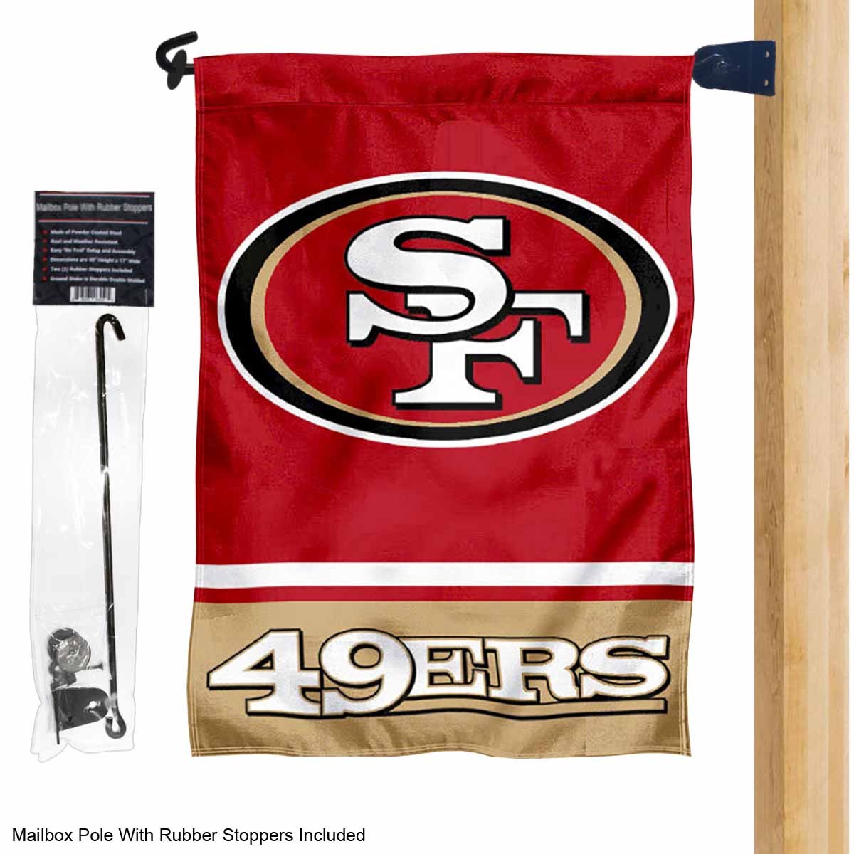 San Francisco 49ers Garden Flag and Mailbox Post Pole Mount