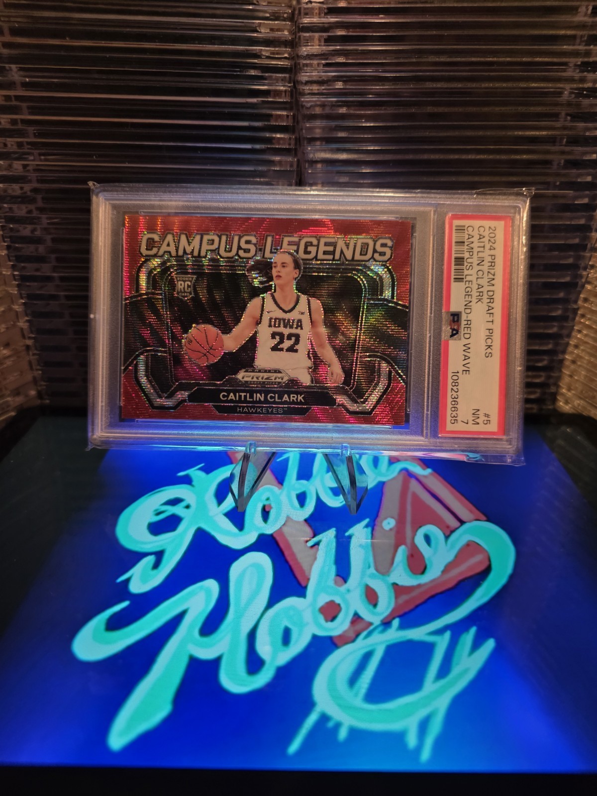2024 Panini Prizm Draft – Campus Legends Caitlin Clark #5 Red Ice (RC) PSA 7