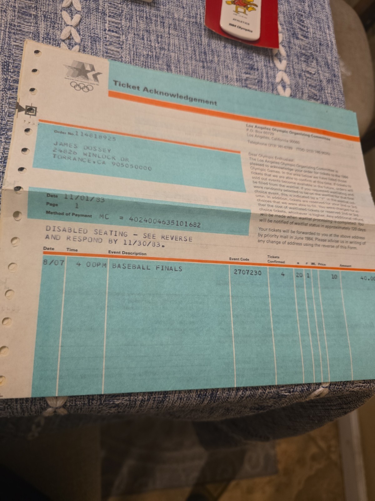 Huge 1984 Los Angeles Summer Olympics Memorabilia Lot – Official Handbook &…