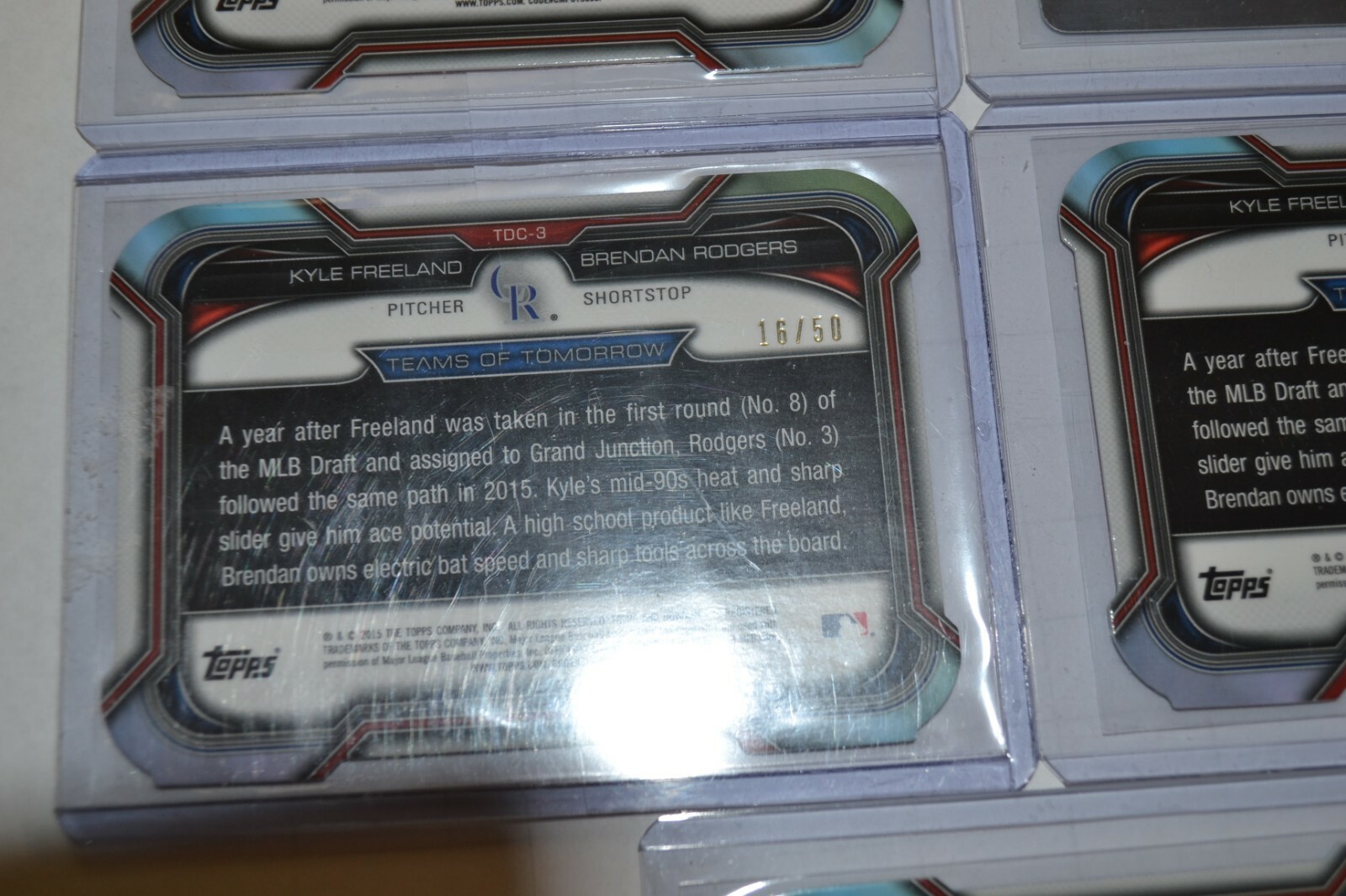 lot x5 2015 Bowman Draft #TDC-3 Brendan Rodgers Kyle Freeland 1/1 /5 /25 /50