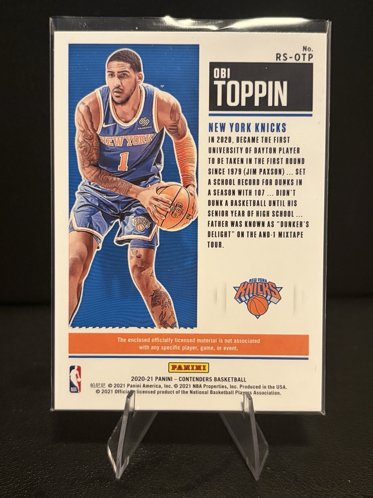 2020-21 Panini Contenders – Rookie Ticket Swatches Obi Toppin #RS-OTP (MEM, RC)