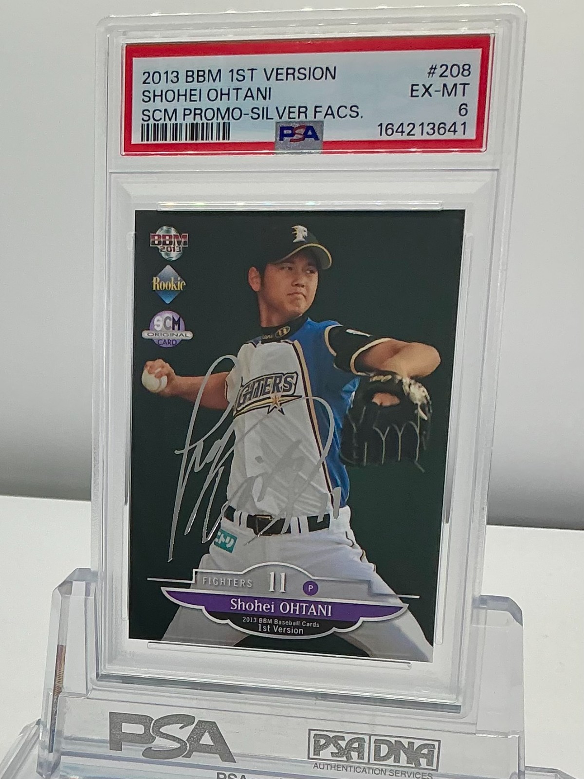 SHOHEI OHTANI 2013BBM 1ST VERSION SCM PROMO-SILVER FACS.#208 PSA6!POP2!(RC)