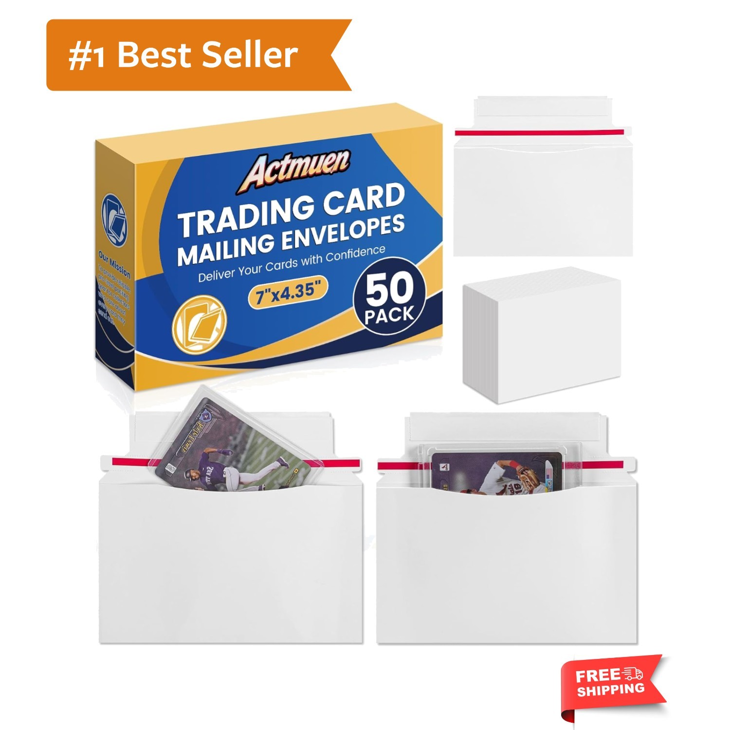 Efficient 50 Pack Trading Card Shipping Mailers – 7″ x 4.35″ for Collectors