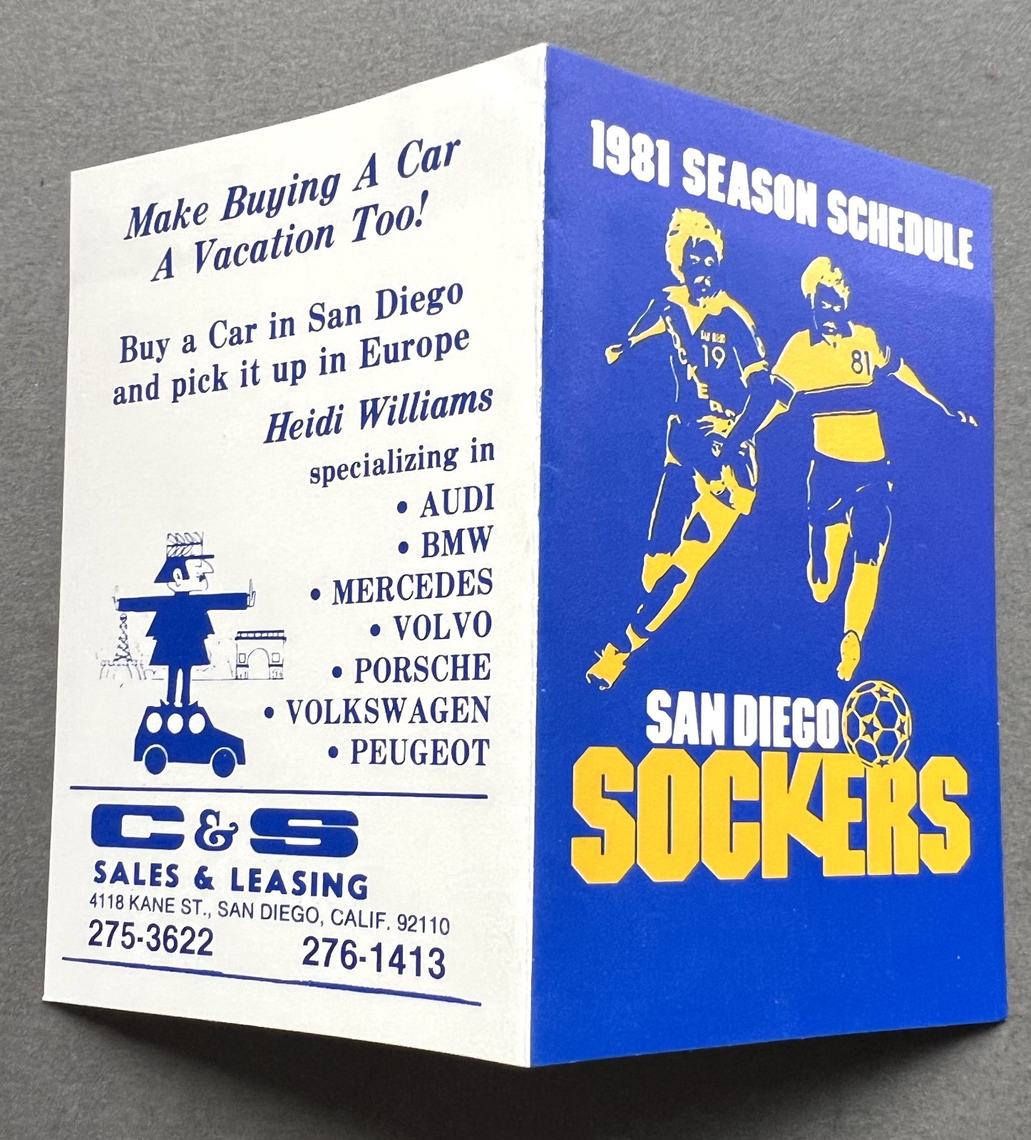 1981 San Diego Sockers NASL Soccer Pocket Schedule: Mike Stojanović, Juli Veee