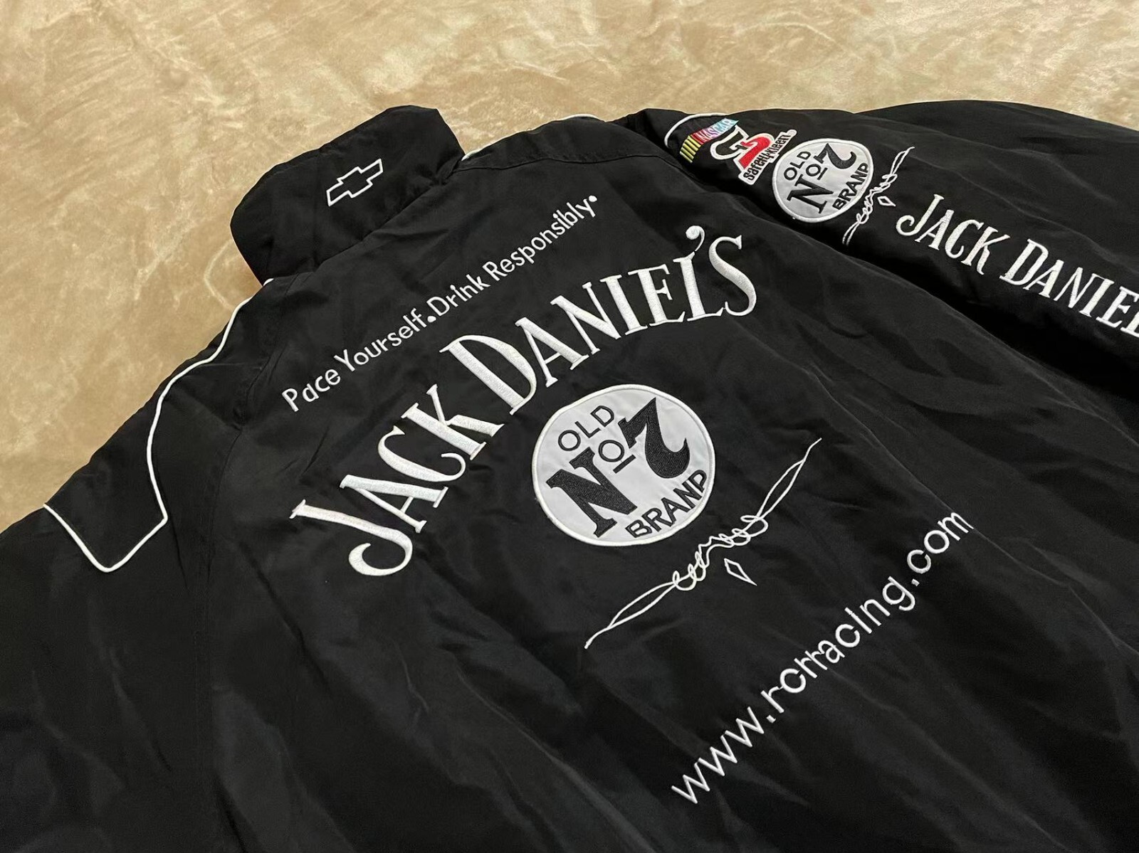 Unisex Adult Racing Jacket Embroidered Patches Cotton Padded Jack M-2XL