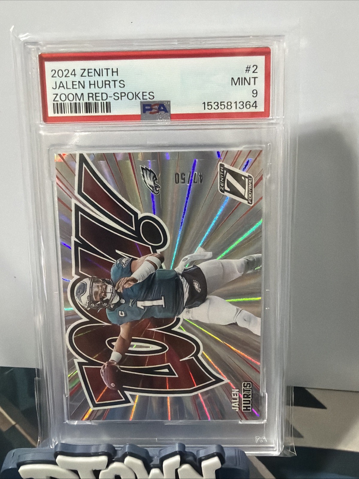 2024 Panini Zenith Jalen Hurts Zoom Red Spokes #/50 Eagles PSA 9