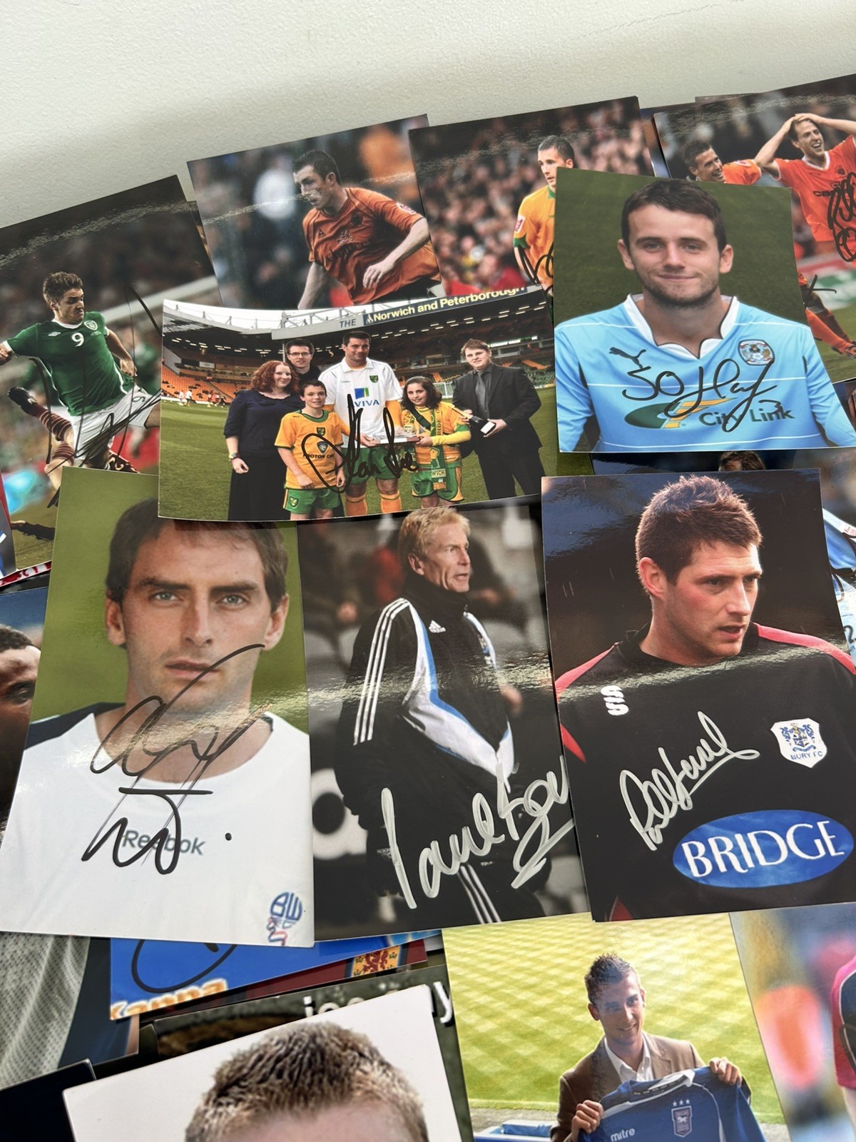 125 Signed Football Autographs Photo Collection Job Lot Ex-Prem & EFL Players