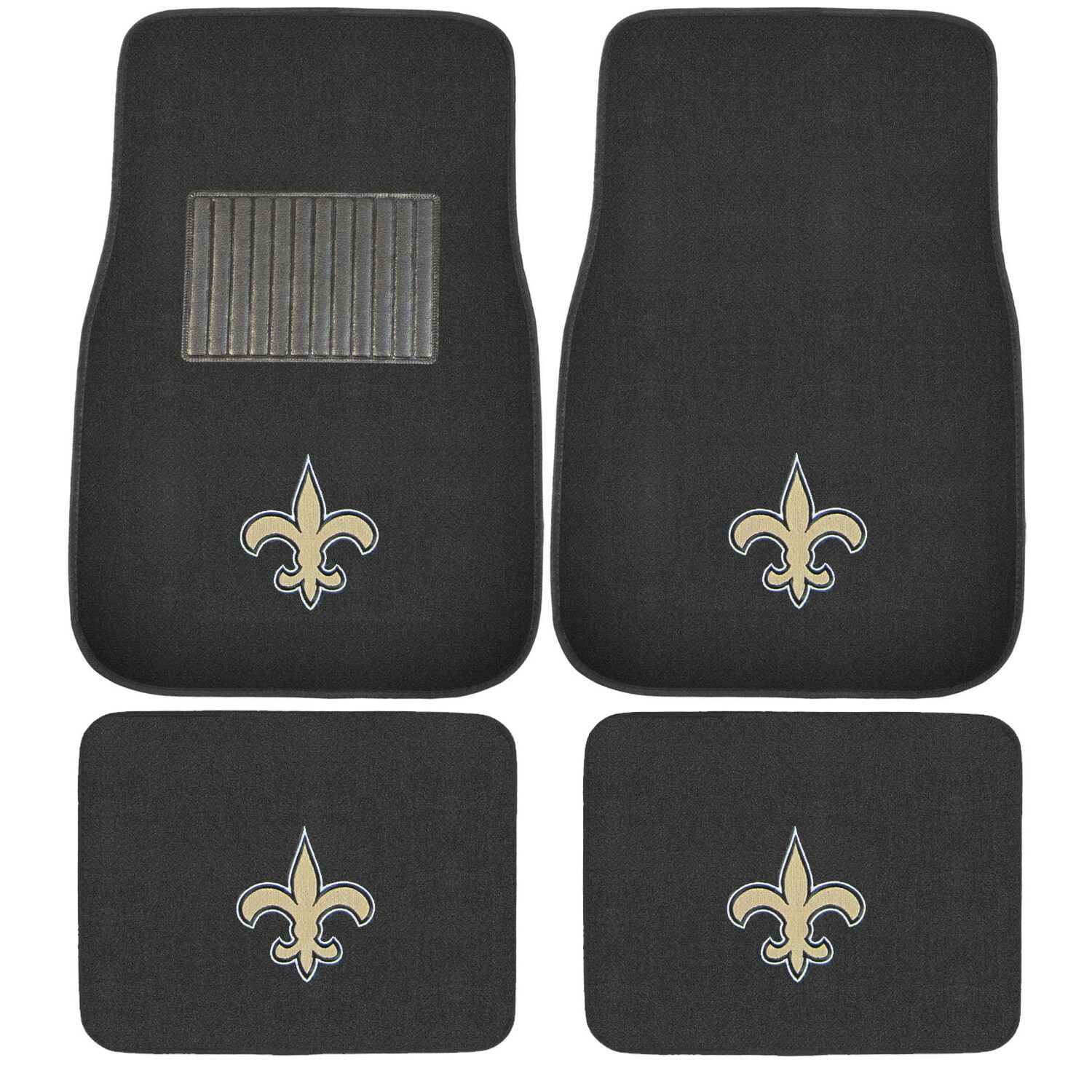 4PC NFL New Orleans Saints Car Truck Black All Weather Carpet Floor Mats Set