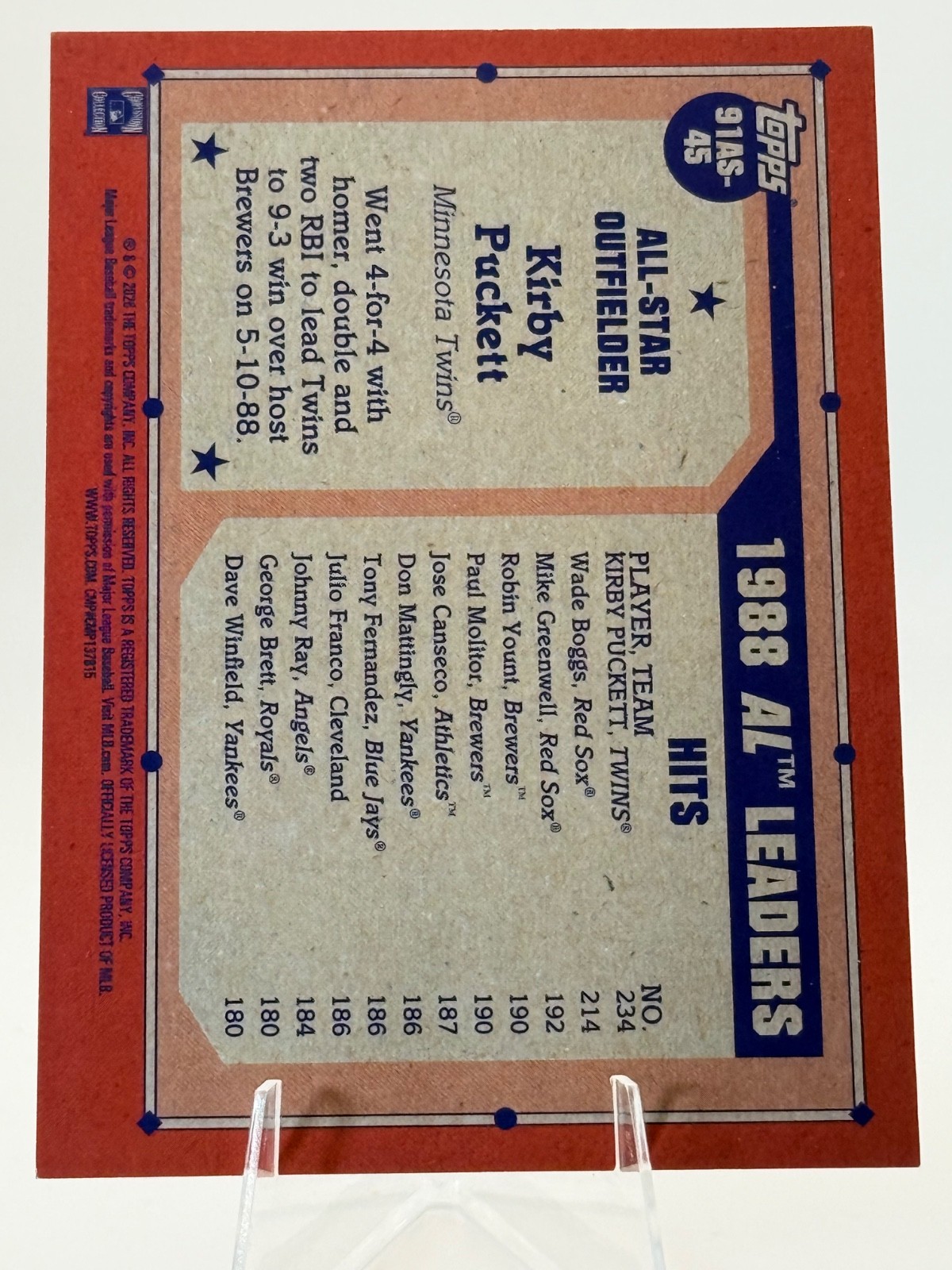 2026 Topps Series 2 – Kirby Puckett 1991 All-Star #91AS-45 – Twins