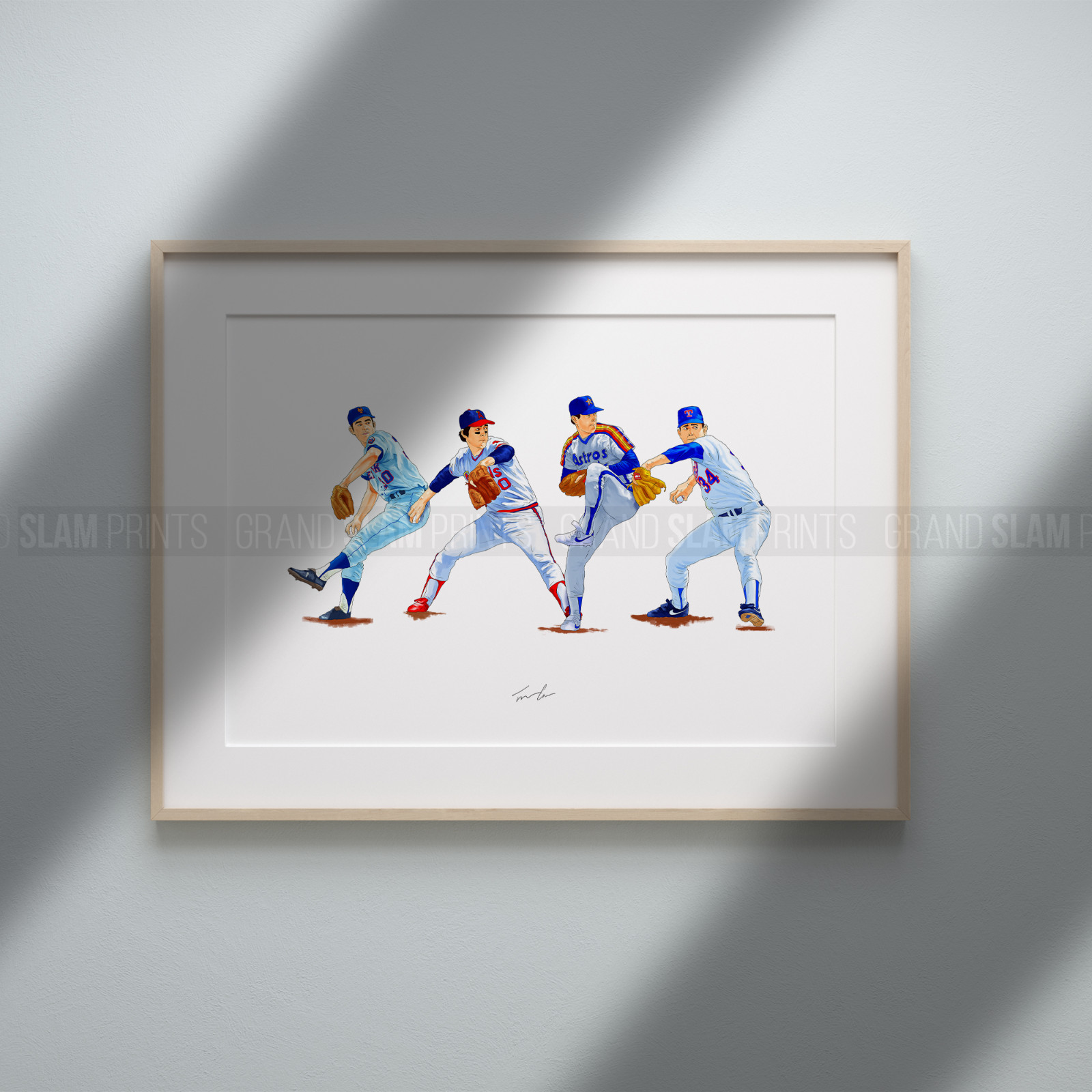 Nolan Ryan Mets Angels Astros Rangers Baseball 8×10 Print Poster Art Illustrated