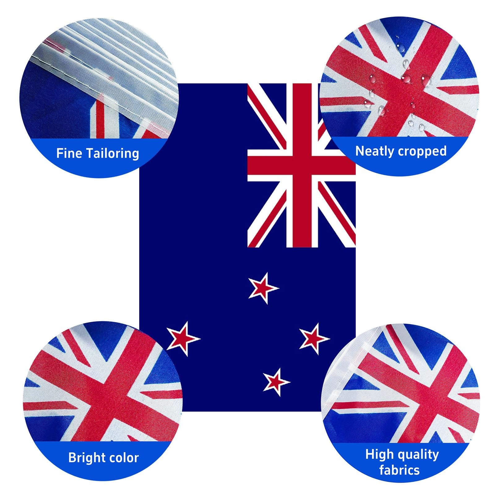 AhfuLife 33 Ft New Zealand String Flags 5.51×8.26 in-30 Pcs,