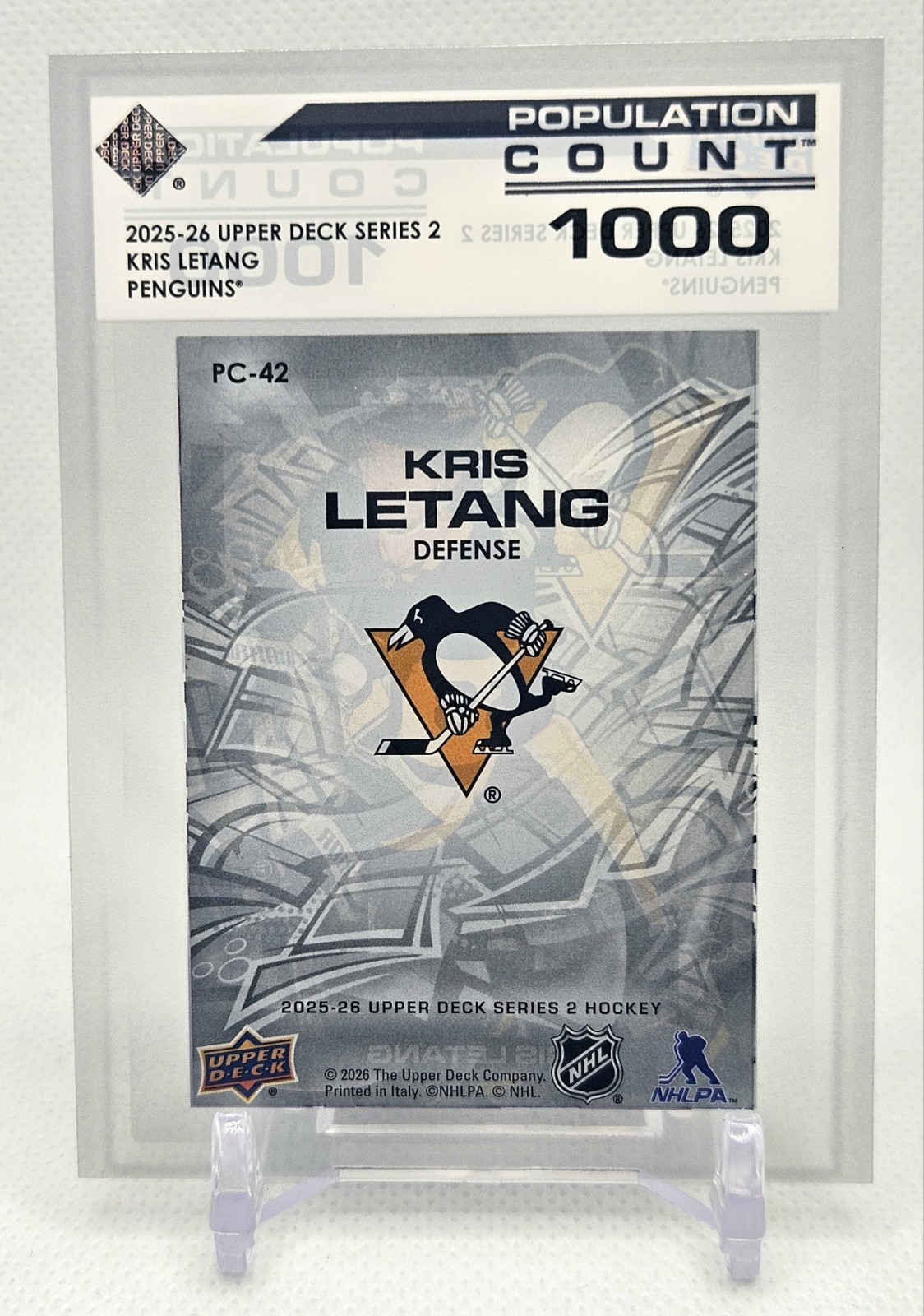 25-26 Upper Deck Series 2 Population Count 1000 Kris Letang #PC-42 Rookie