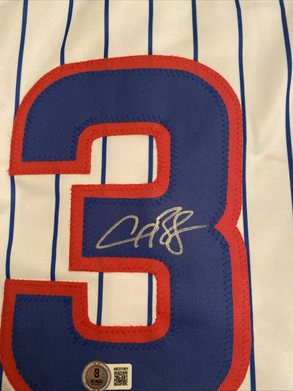 Alex Bregman Signed Chicago Cubs Custom Pinstripe Jersey! LSU Legend. Beckett