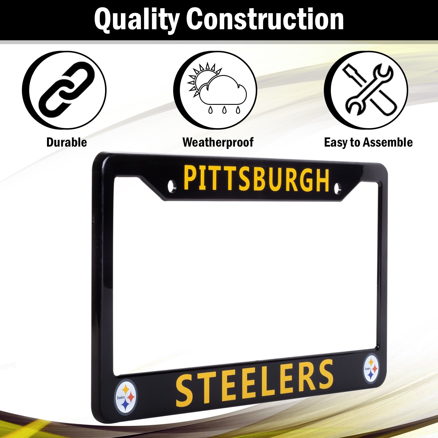 Pittsburgh Steelers License Plate Frame Cover – Black – EliteAuto3K