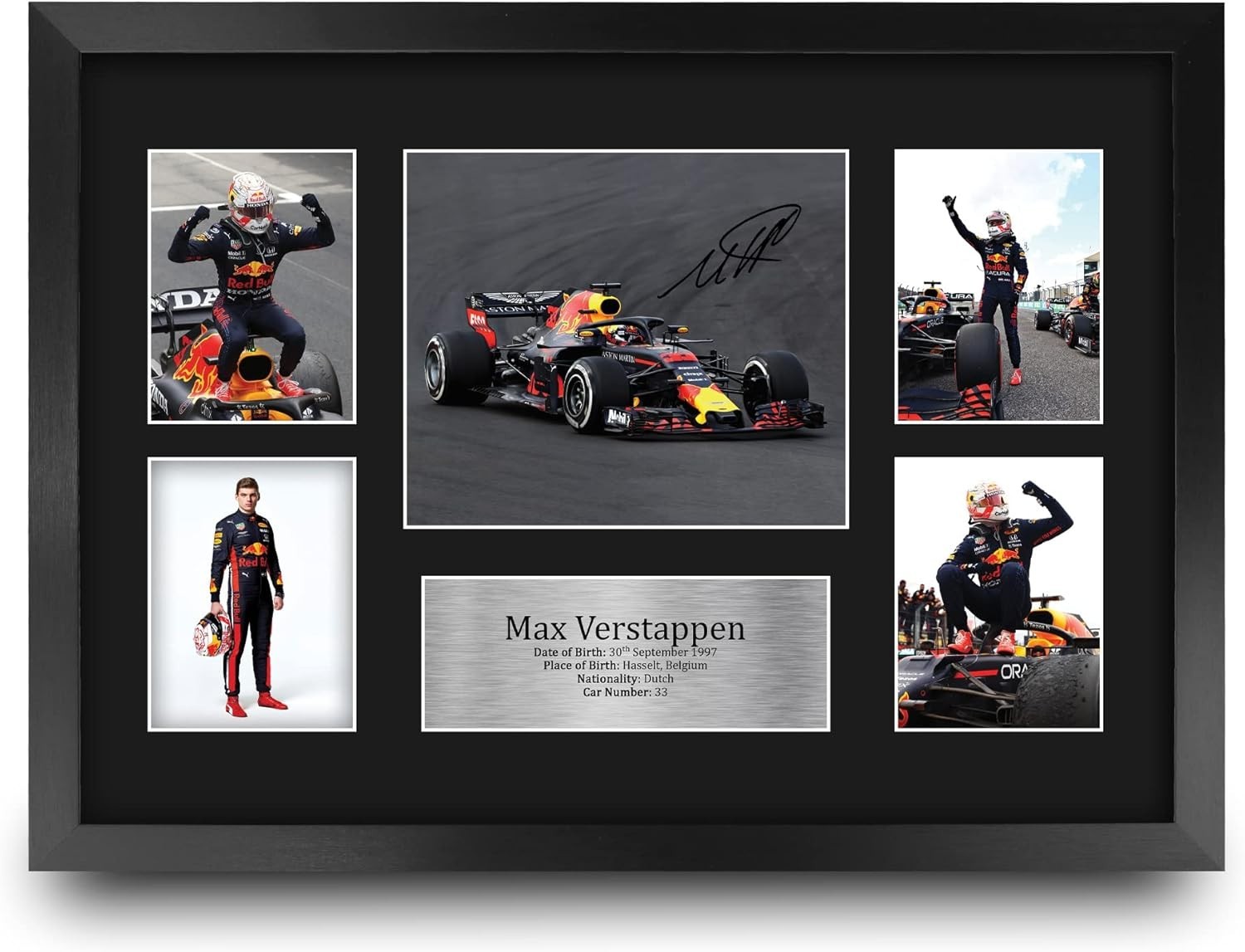 Authentic Max Verstappen Autograph Display – 16″x12″