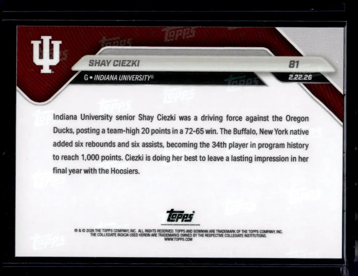 2025-26 Bowman U Now #81 Shay Ciezki Base Card (Qty)