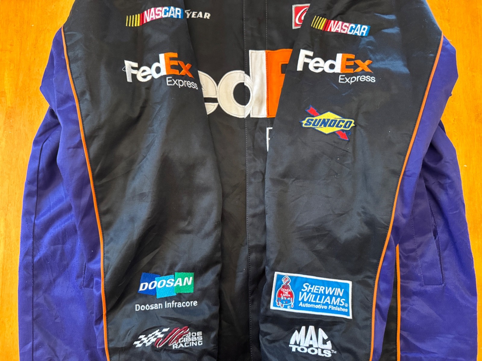 Denny Hamlin Chase Authentic Coat FedEx, used good condition, size Large