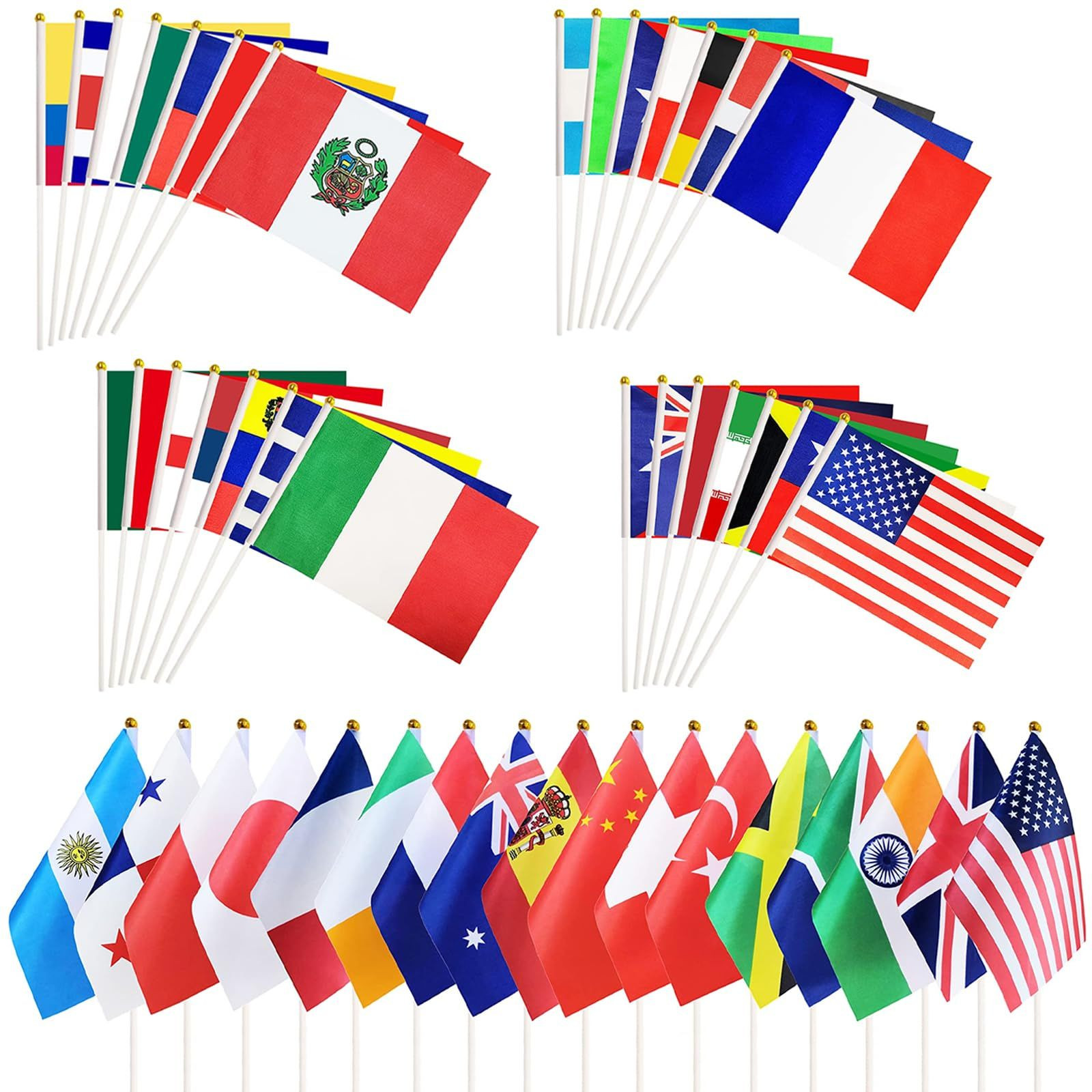 100 Countries International Flags of the World Mini Hand 5×8 Inch, MULTICOLOR